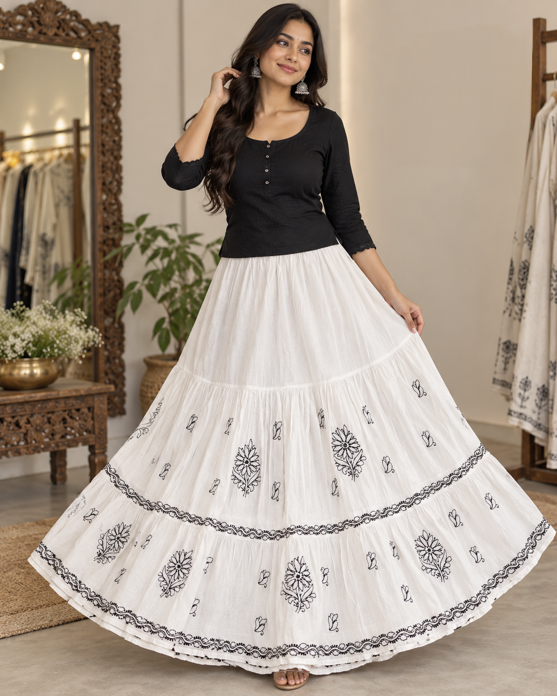 Lucknowi Pure Cotton Skirt