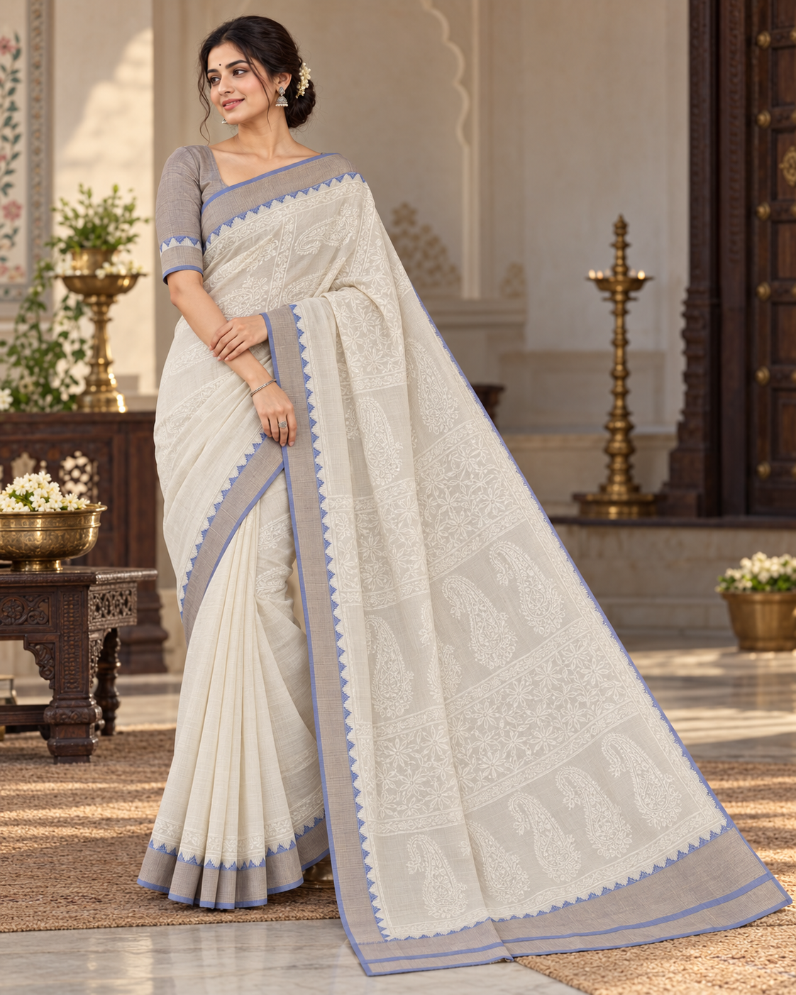 Soft Kota Chanderi Tepchi Work Saree