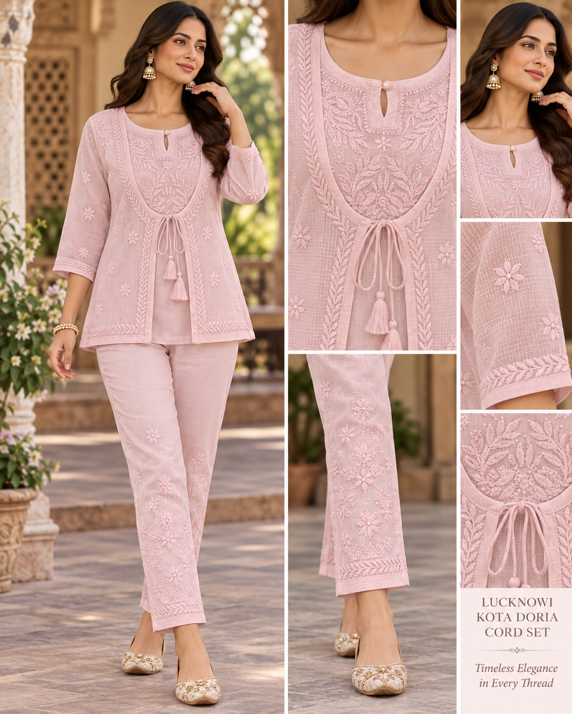 Kota Doria Noorjahan Koti Jacket Style Cord Sets