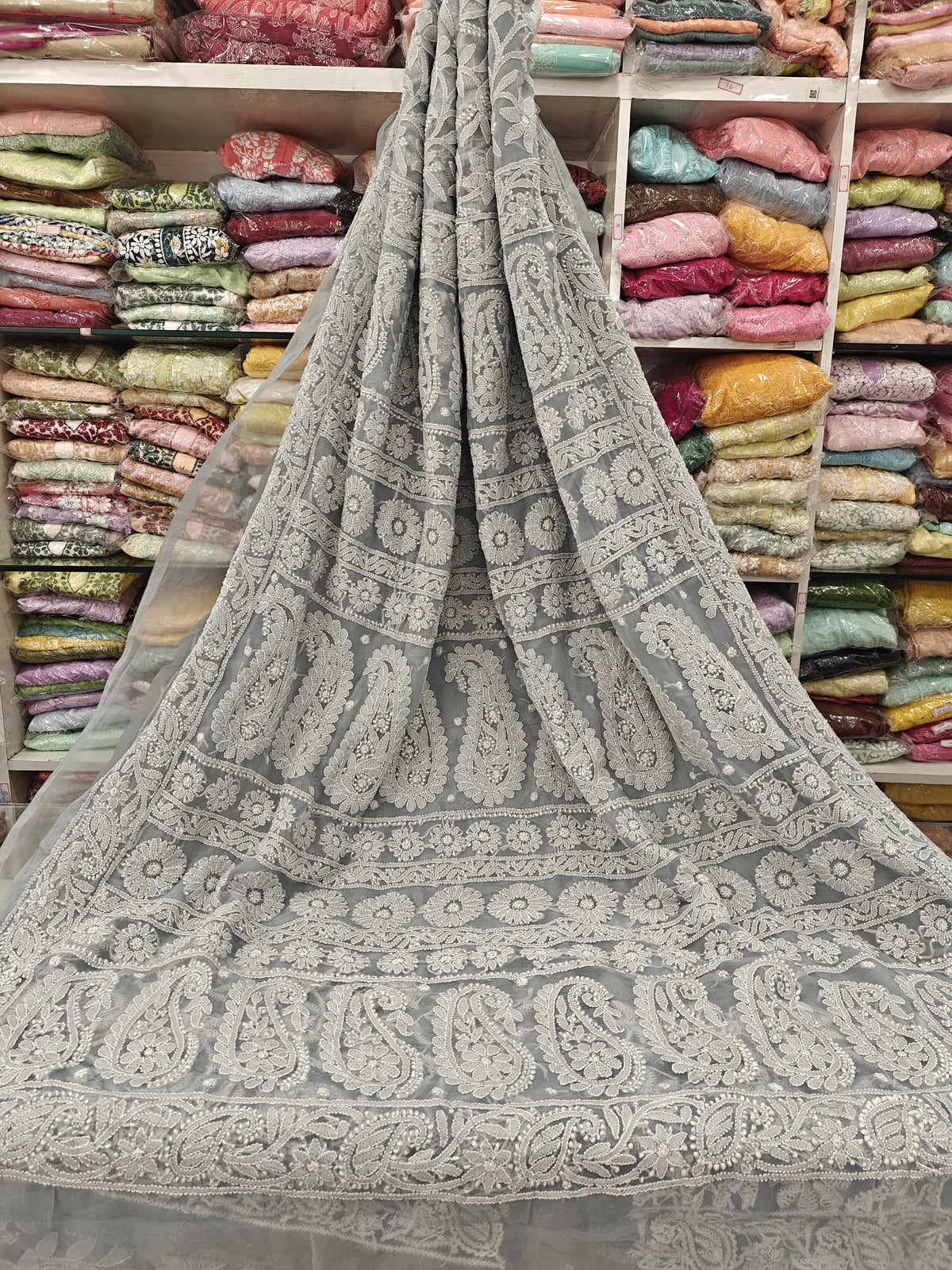 Georgette Full Jaal Lucknowi Sarees