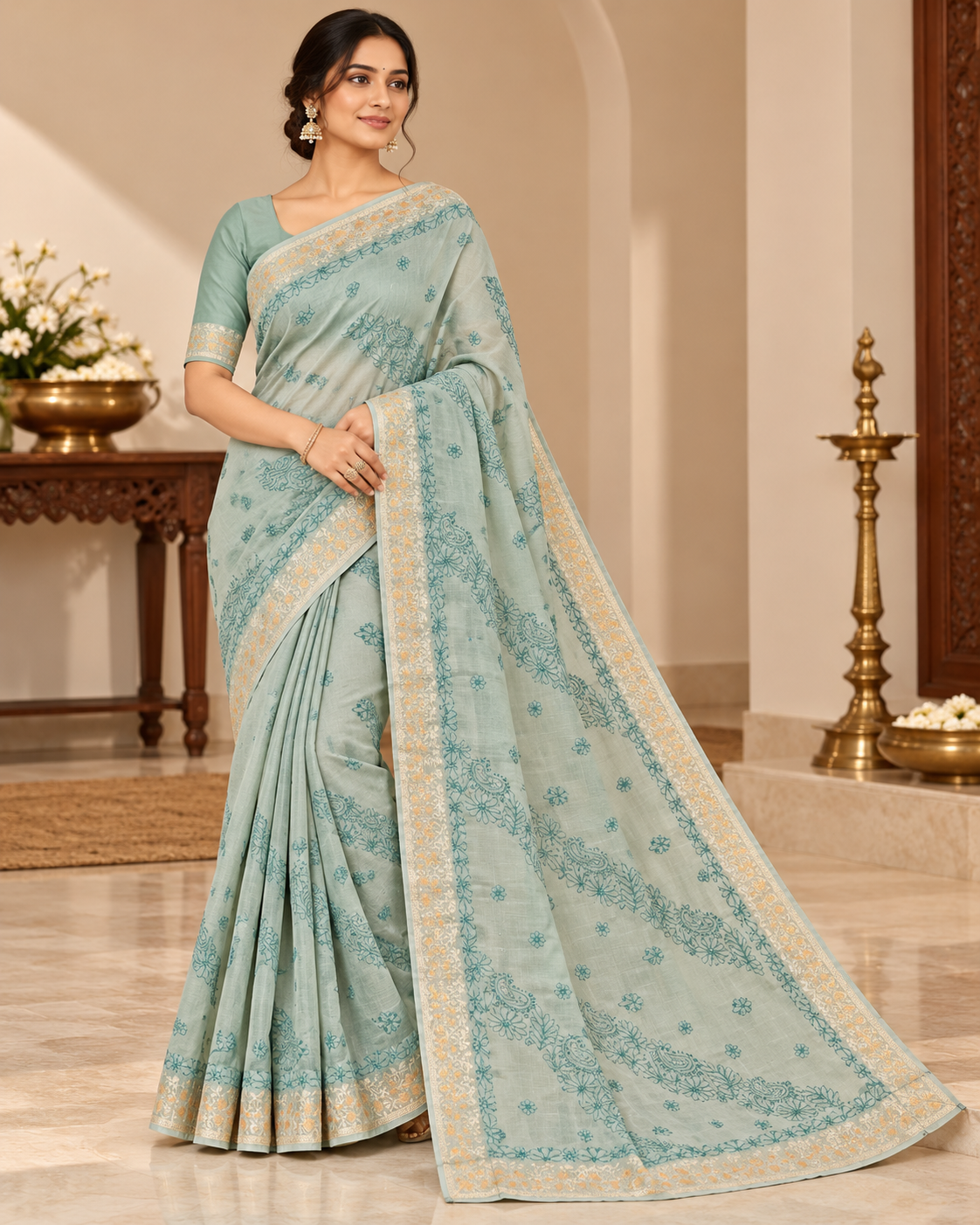 Banarasi Chanderi Fancy Lucknowi Saree