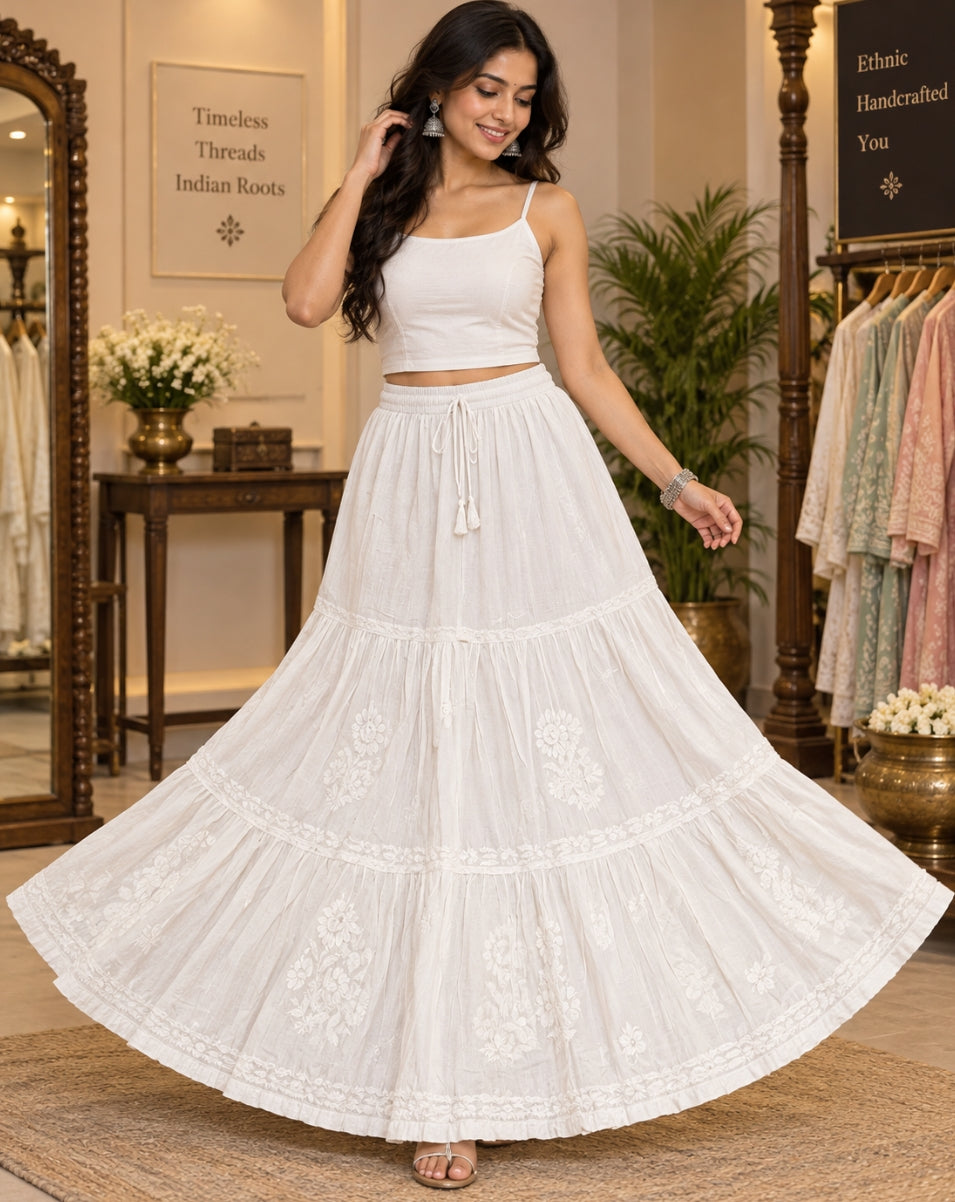 Lucknowi Pure Cotton Skirt