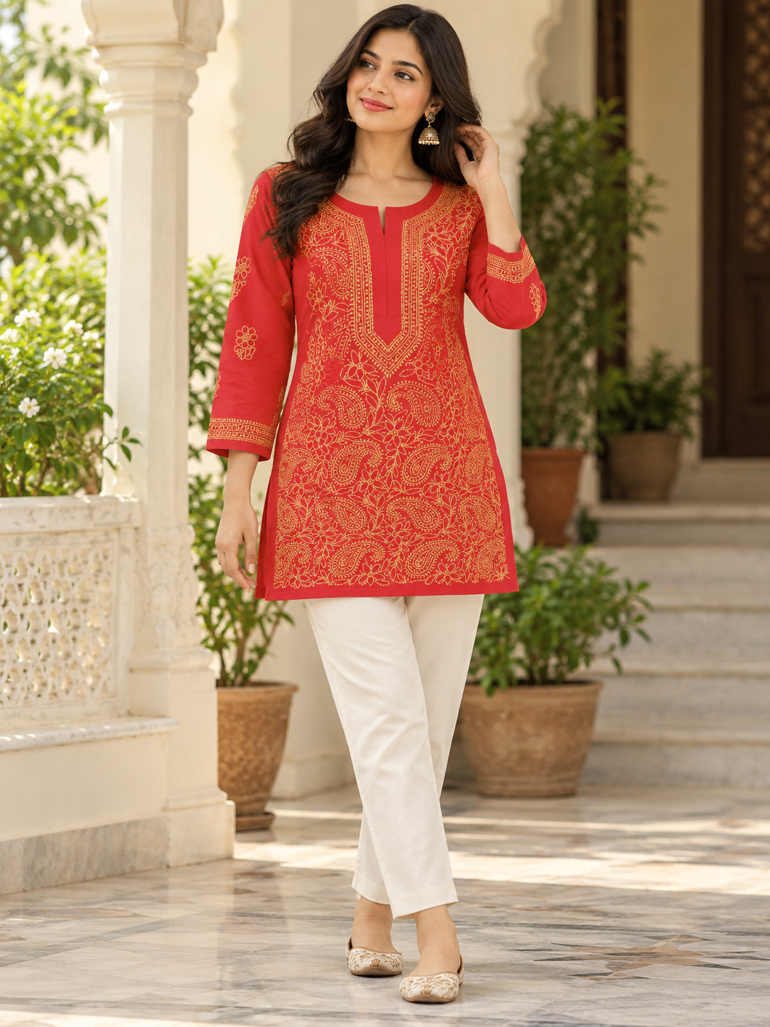 Voil Cotton Front Jaal Short Tops