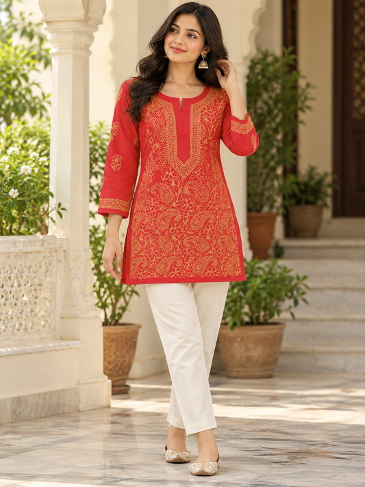 Voil Cotton Front Jaal Short Tops