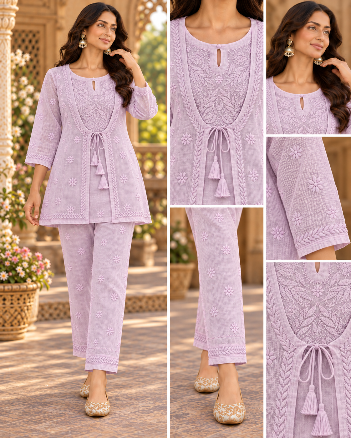 Kota Doria Noorjahan Koti Jacket Style Cord Sets