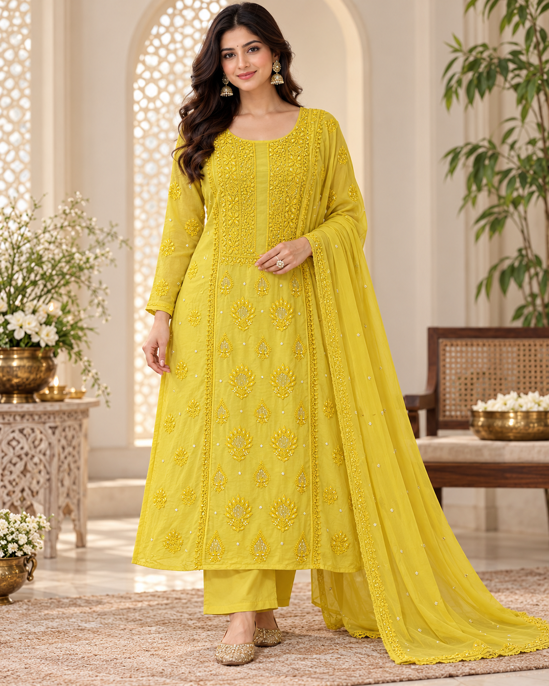 Pure Muslin Cutdhana Work Semi Stitched Kurti Duppatta Sets