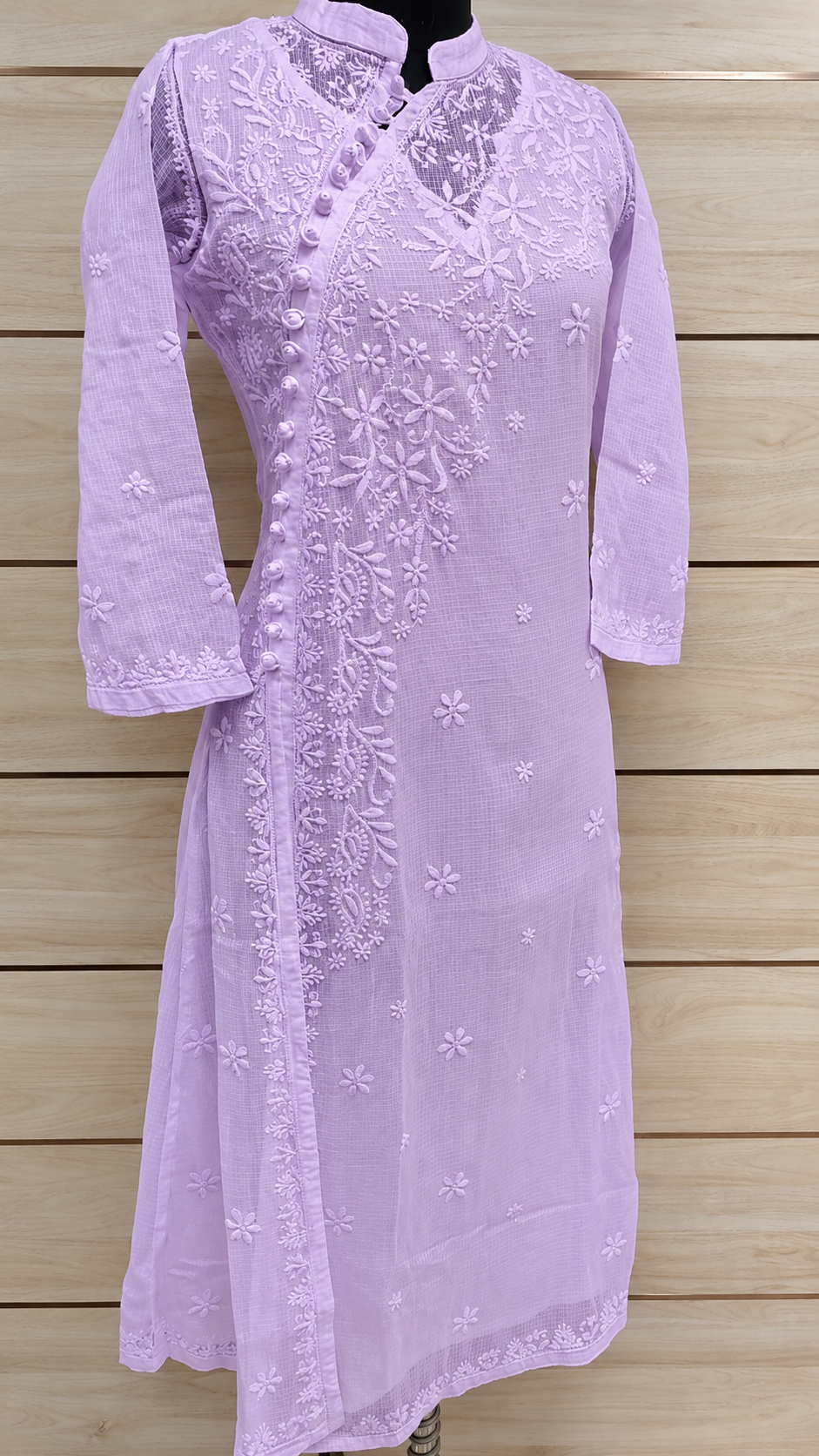 Exclusive Kota Doria Angarakha Side Button Designer Long Dress