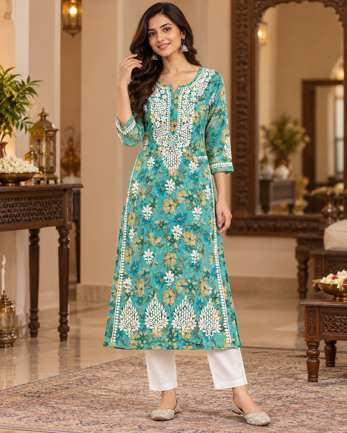 Lucknowi Mul Printed Kurties