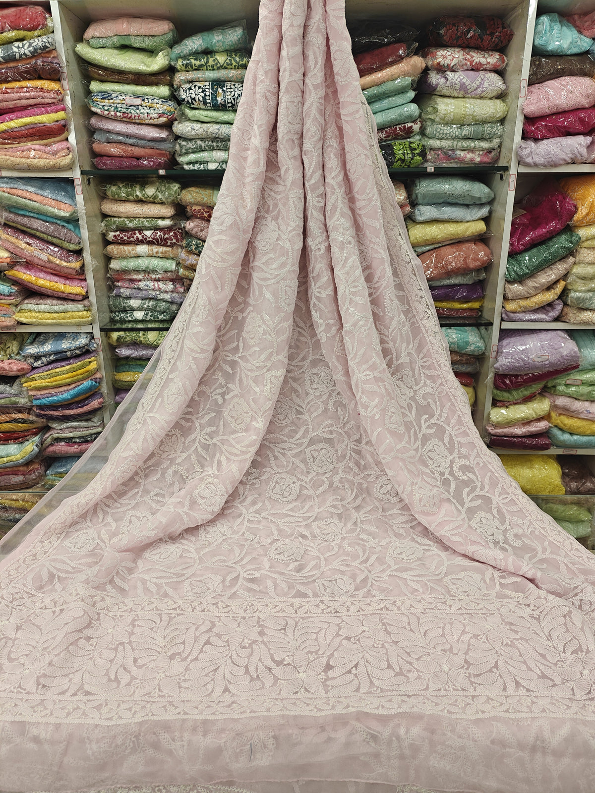 Georgette Full Jaal Lucknowi Sarees