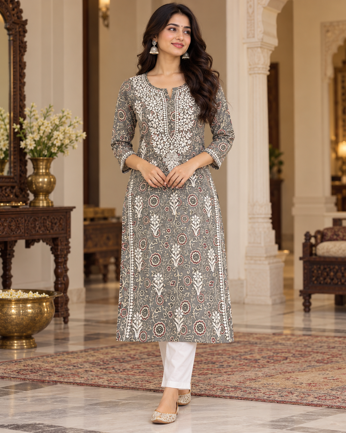 Lucknowi Mul Printed Kurties