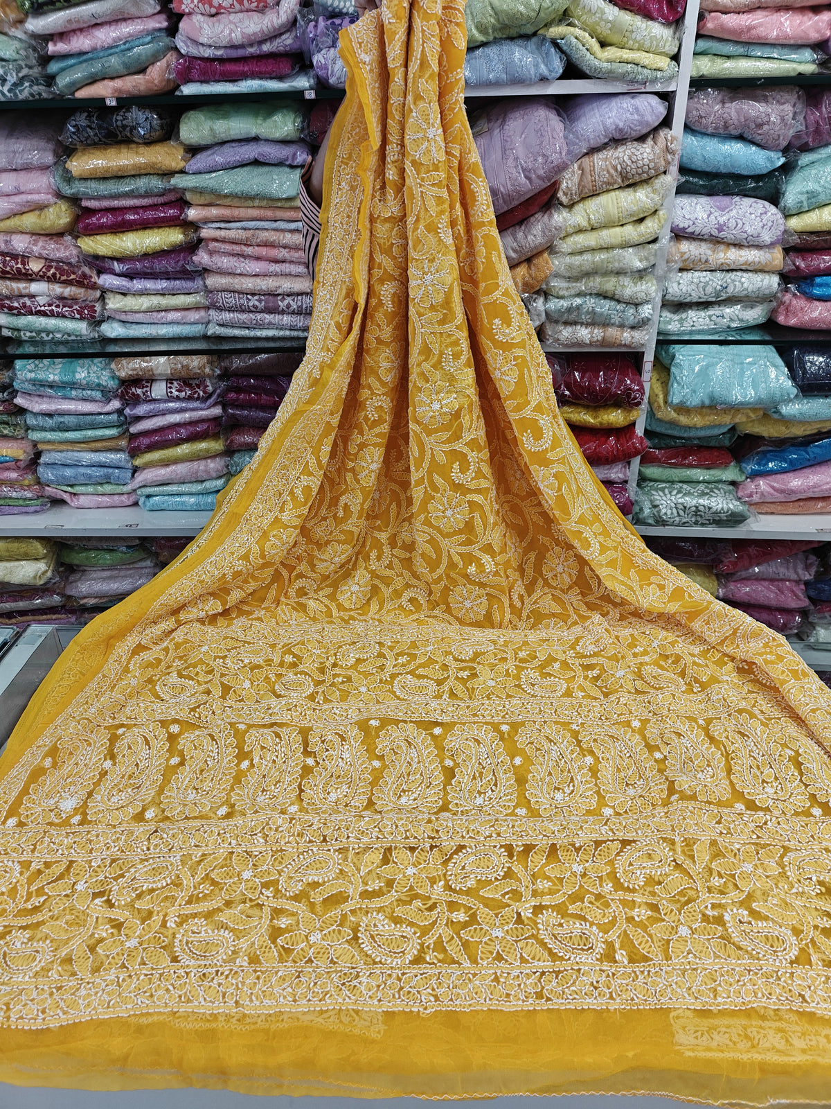 Georgette Full Jaal Lucknowi Sarees