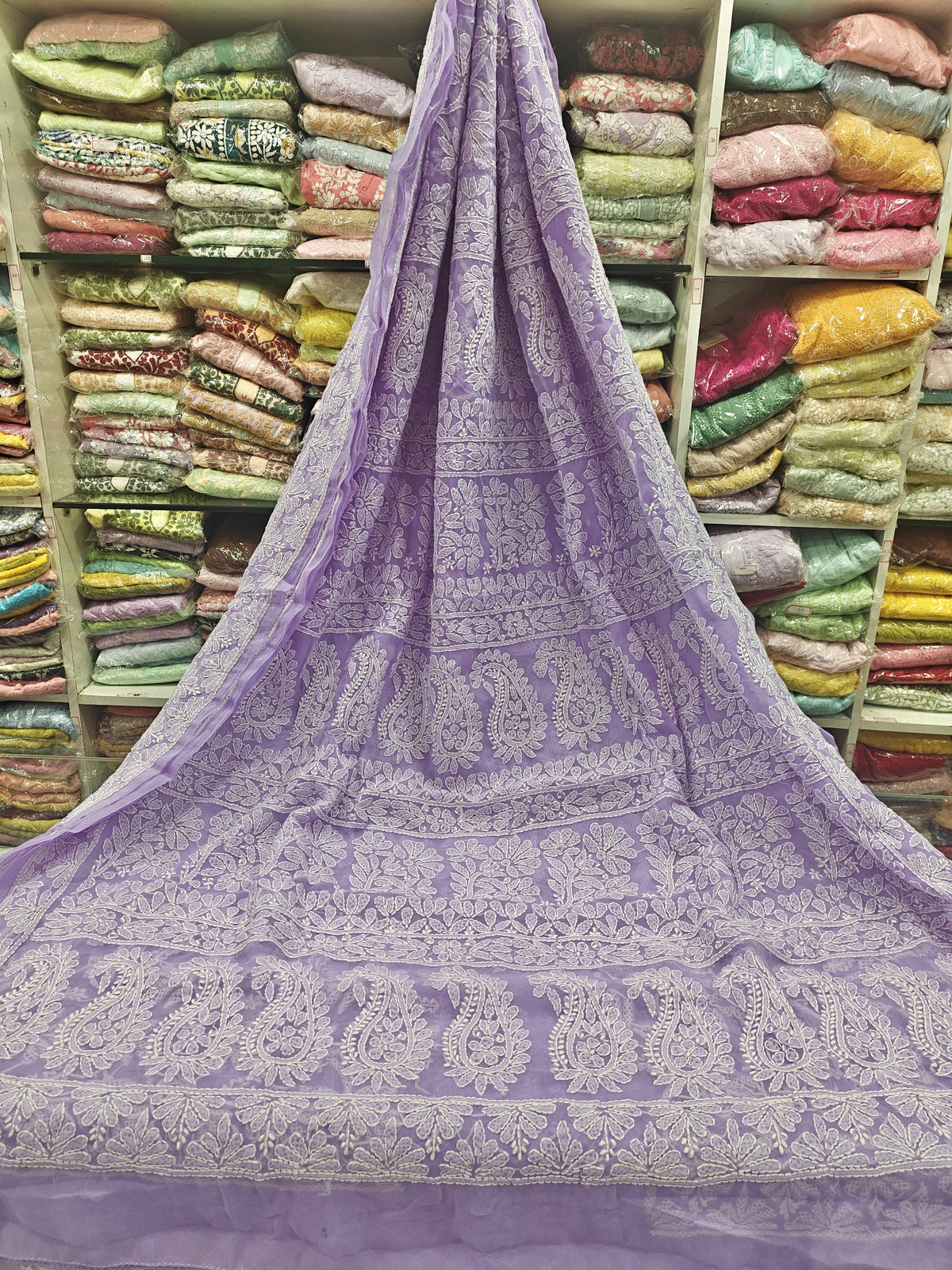 Georgette Full Jaal Lucknowi Sarees
