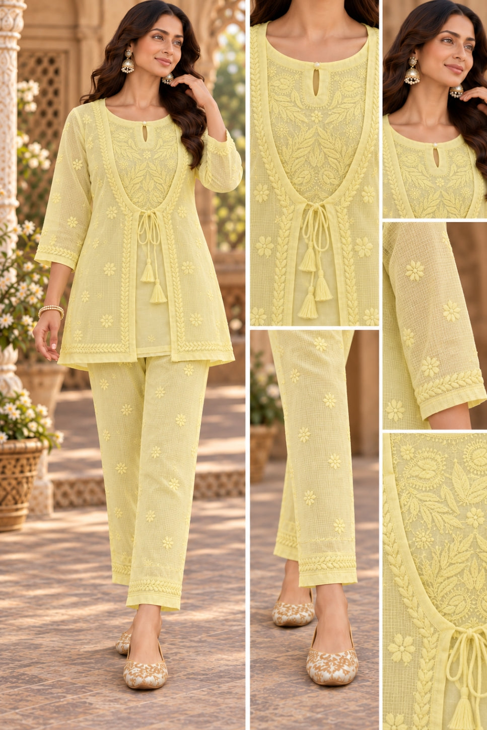 Kota Doria Noorjahan Koti Jacket Style Cord Sets