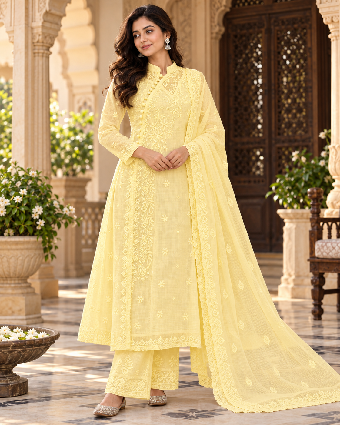 Kota Doria Kurti Duppatta Pant Sets