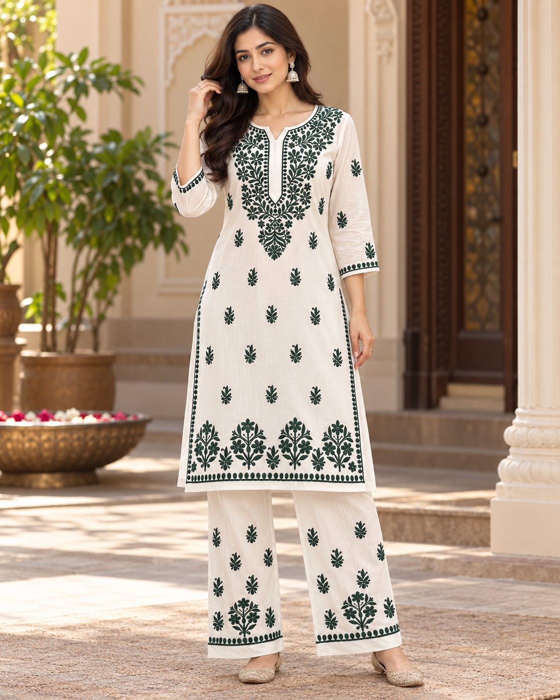 Rayon Colour Thread Kurti Plazzo Sets