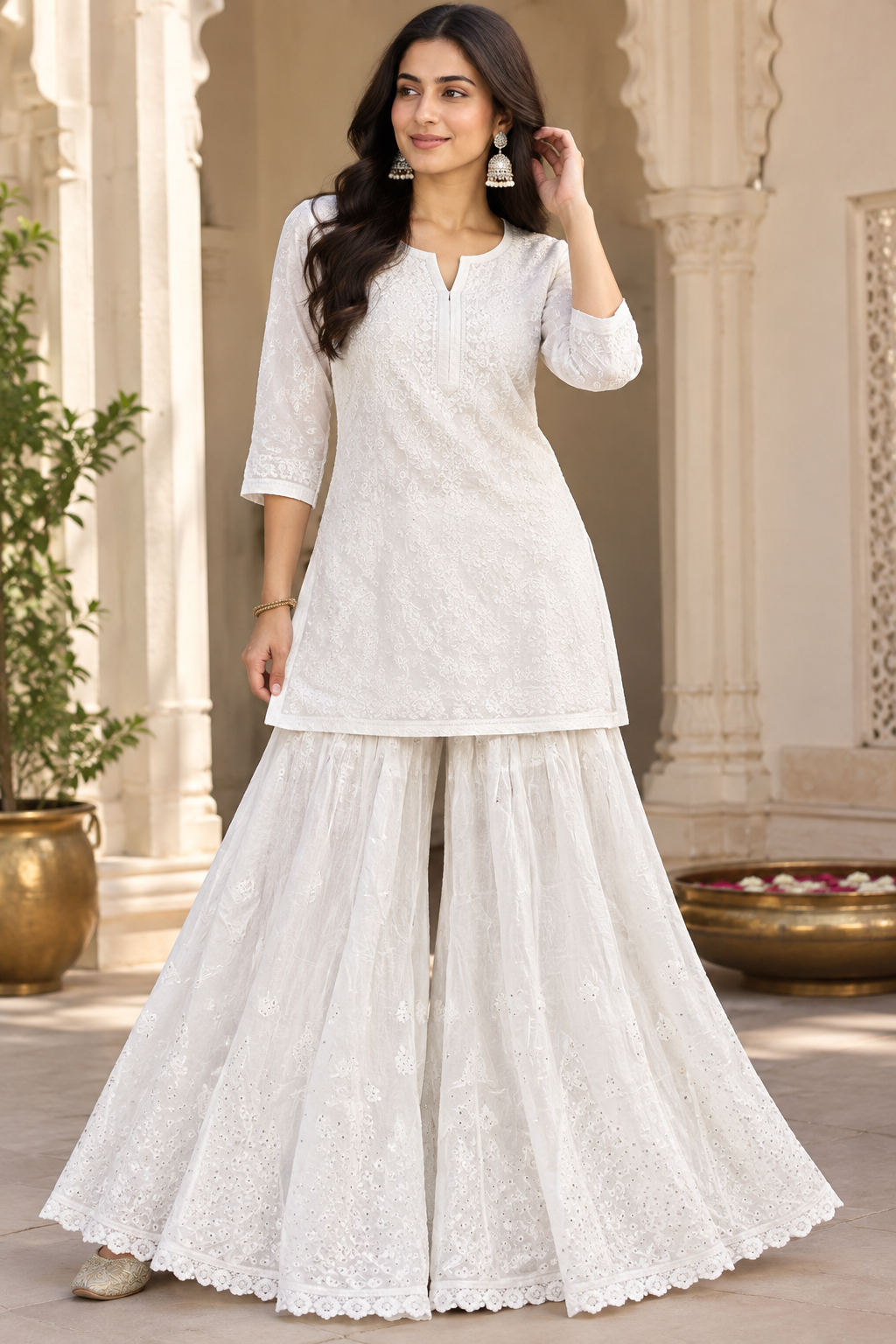 Viscose Georgette Mukaish Kalidar Plazzo