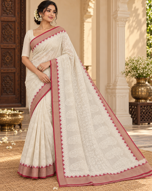 Soft Kota Chanderi Tepchi Work Saree