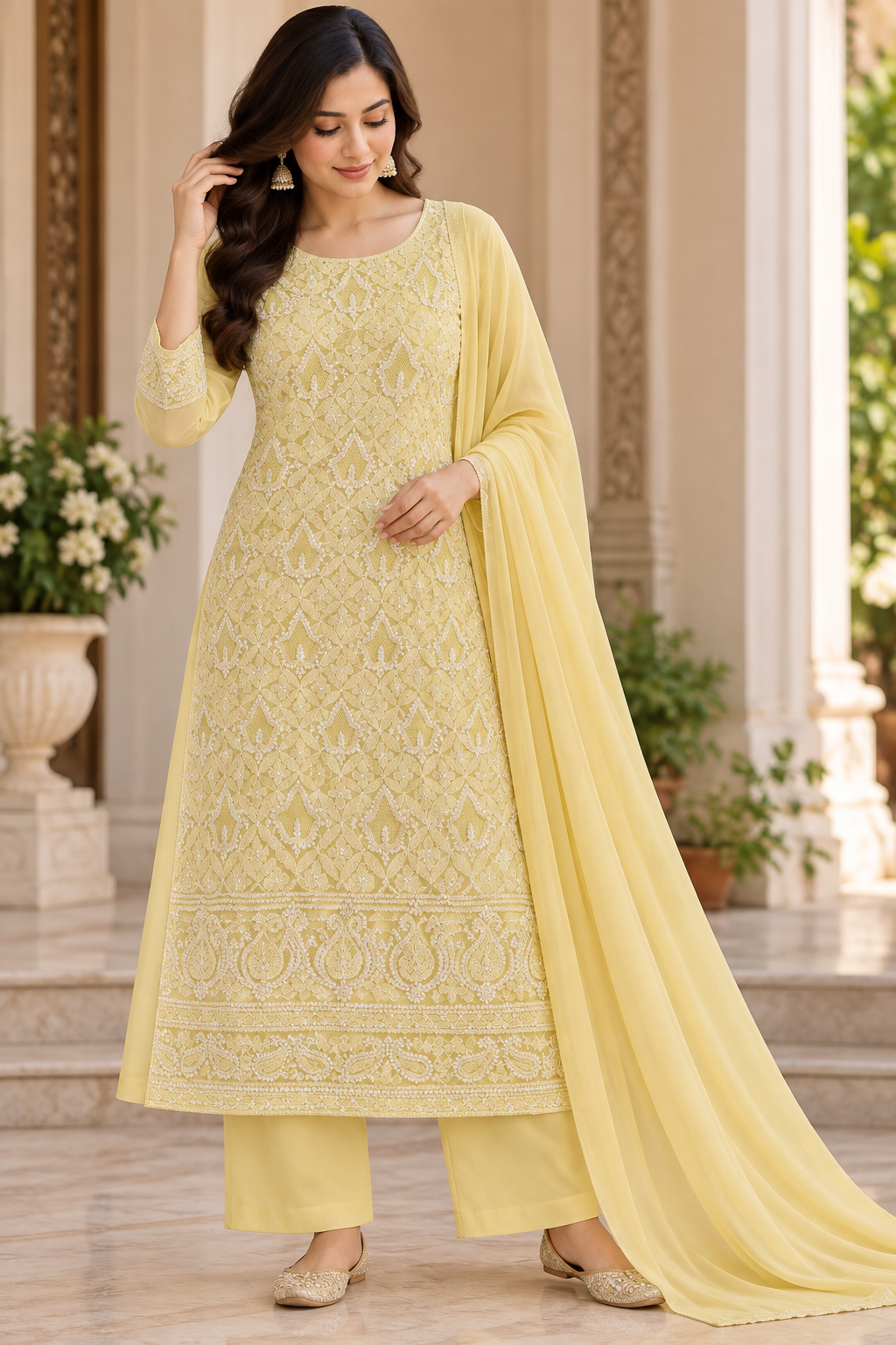 Cotton Superfine Full Front Jaal Jaali Shadow Work 3 Pcs Suit