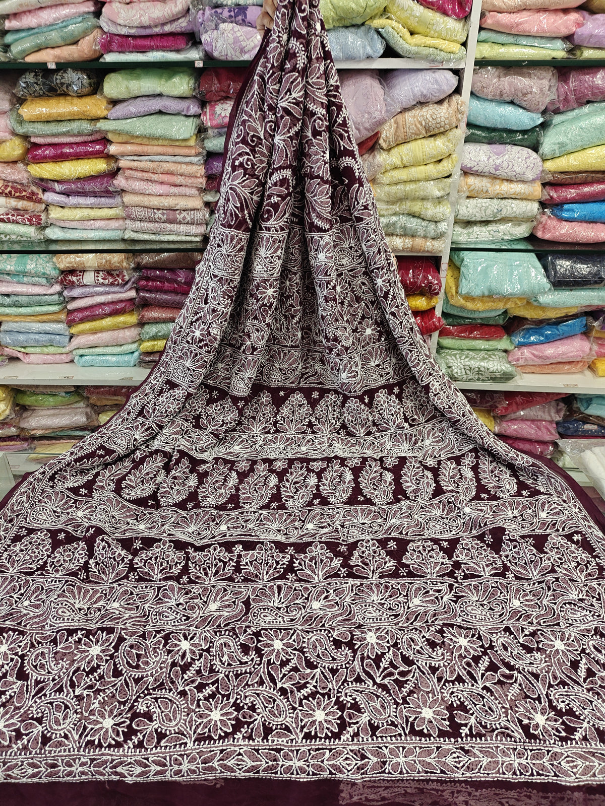 Georgette Full Jaal Lucknowi Sarees