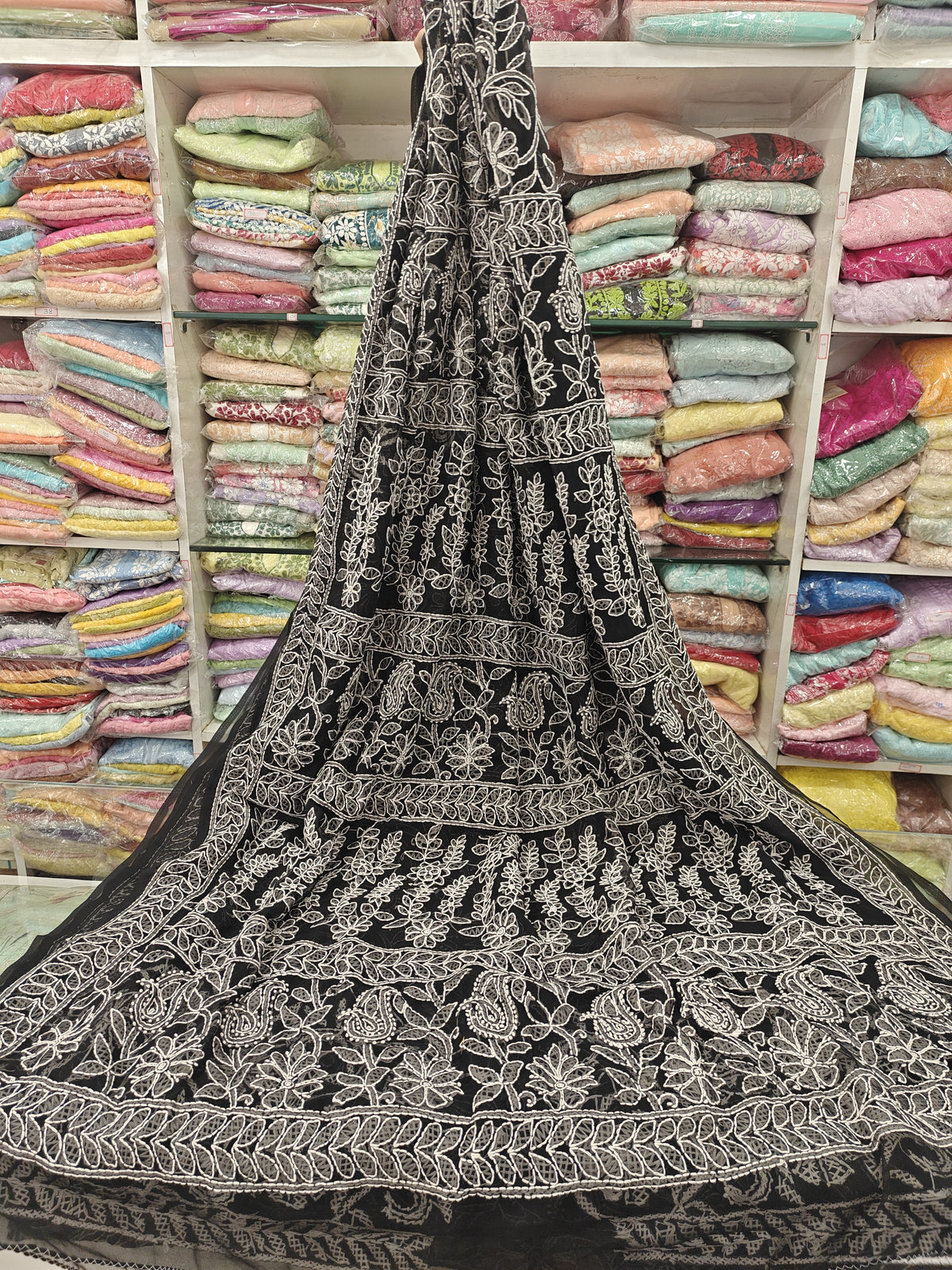 Georgette Full Jaal Lucknowi Sarees