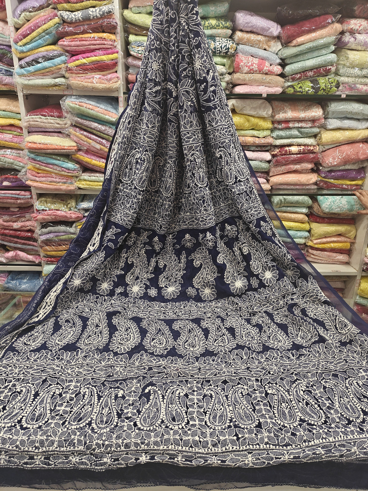 Georgette Full Jaal Lucknowi Sarees