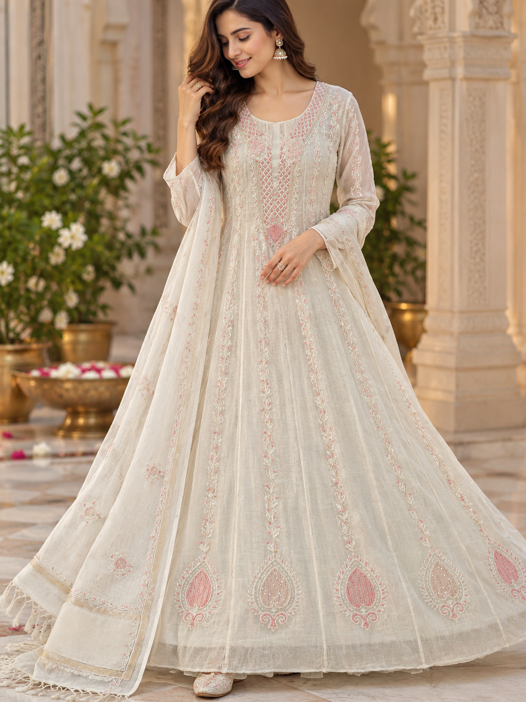 Heavy Mul Pearl Cutdana Anarkali