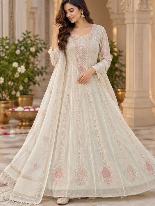 Heavy Mul Pearl Cutdana Anarkali