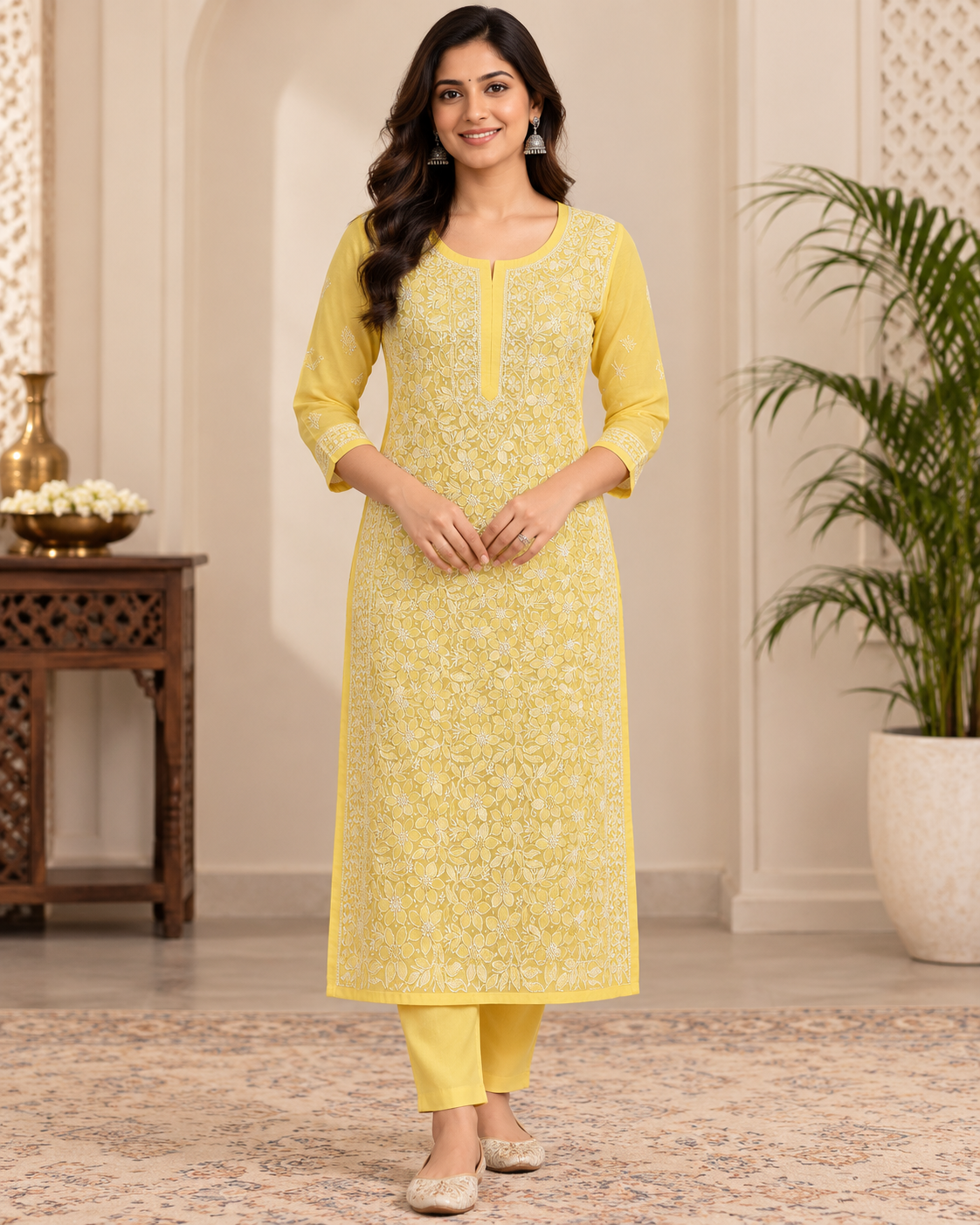 TV Cotton Full Heavy Jaal Shadow Work Kurties